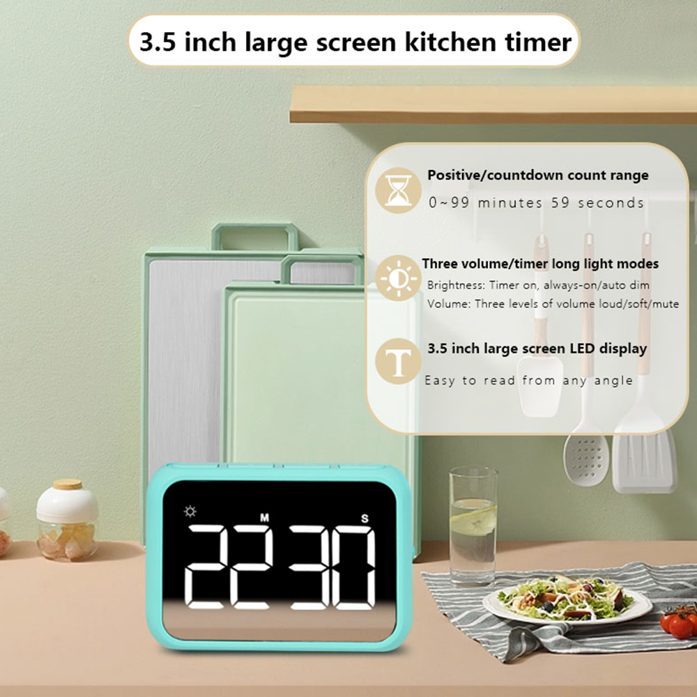 Commercial Kitchen Timer - 1PC Modern Minimalist LED Battery Timer